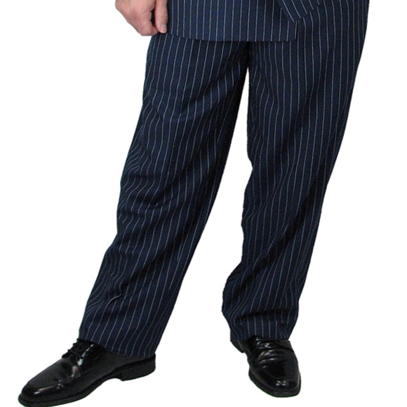 2-Piece Men's Double Breasted Pinstripe Suit-Blue - Picture 3 of 5